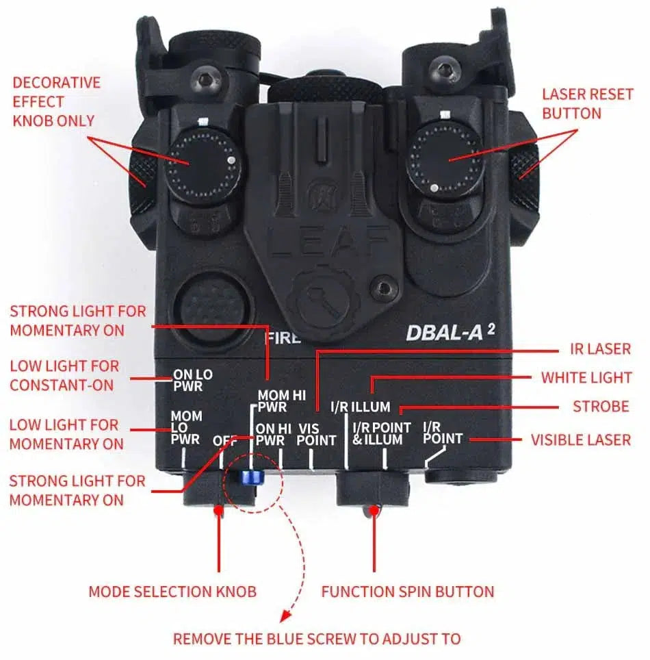 WADSN Mini DBAL-A2 PEQ15 IR LED w/ Red or Blue Laser-m416gelblaster-m416gelblaster