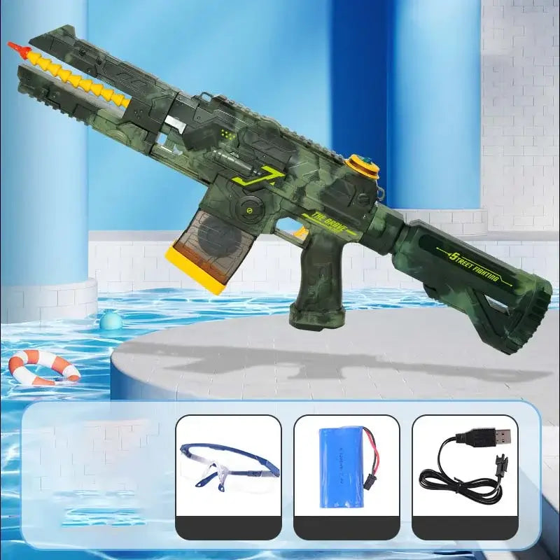 Electric Automatic Squirt Gun 360° Turn Water Blaster Rifle-m416gelblaster-green-m416gelblaster