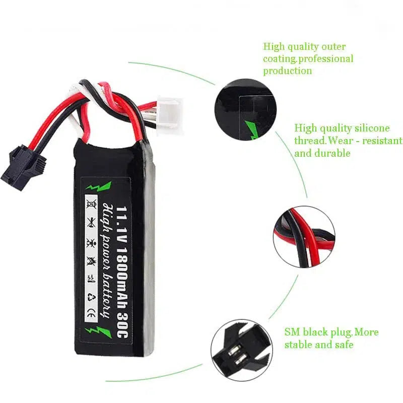 HJ SM Plug 30C Li-ion Battery 7.4/11.1V 2000mah-m416gelblaster-m416gelblaster