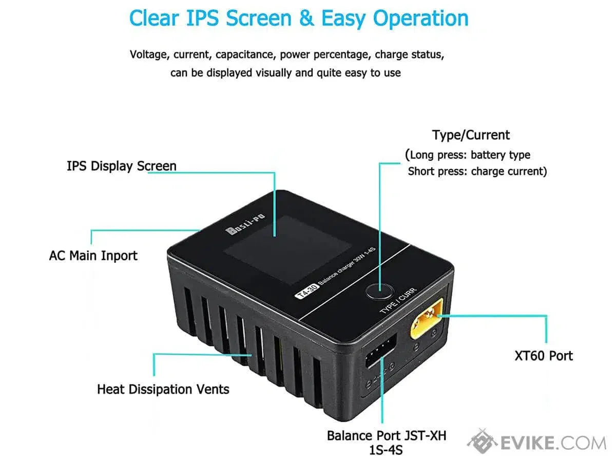 Bosli-Po T4-30 1-4 Cell LiPo / LiHv Smart Balance Charger-m416gelblaster-m416gelblaster