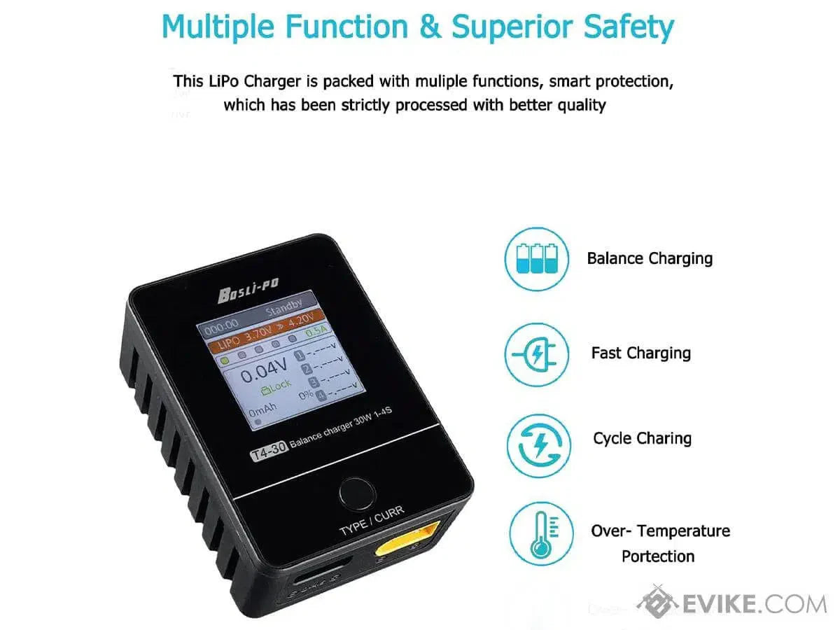 Bosli-Po T4-30 1-4 Cell LiPo / LiHv Smart Balance Charger-m416gelblaster-m416gelblaster