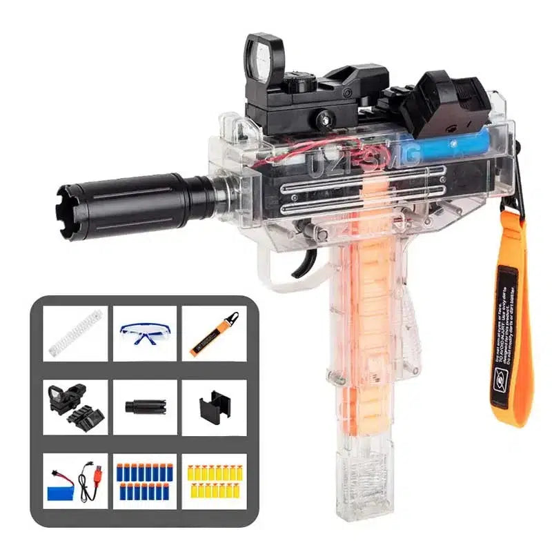 Full Auto Electric UZI SMG Foam Dart Blaster-foam blaster-m416gelblaster-transparent-m416gelblaster