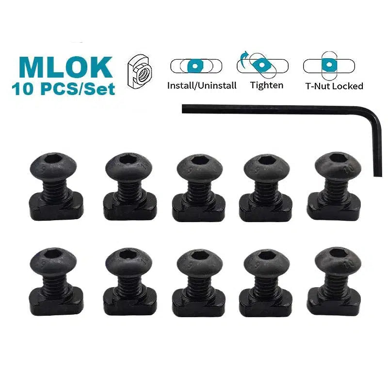 Keymod M-LOK T-Nut Rail M4 M5 Screws Set 10pcs-m416gelblaster-m5 m-lok-m416gelblaster