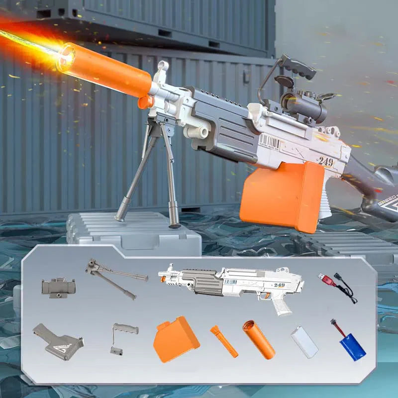 Electric Automatic M249 Water Gun with Light Unit-m416gelblaster-gray-m416gelblaster