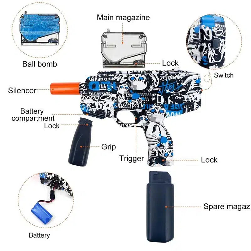 MP-9 Hopper Fed Electric Gel Ball Orbeez Gun-m416 gel blaster-m416gelblaster