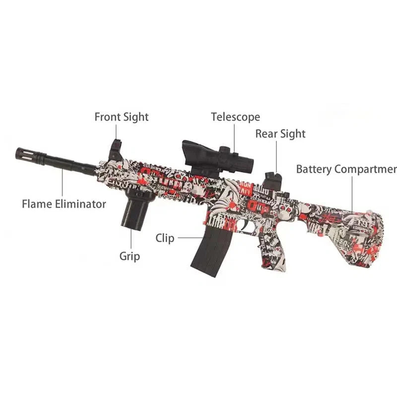 HK416d Graffiti Splatter Ball Orbeez Blaster Toy-m416gelblaster-red skull-m416gelblaster