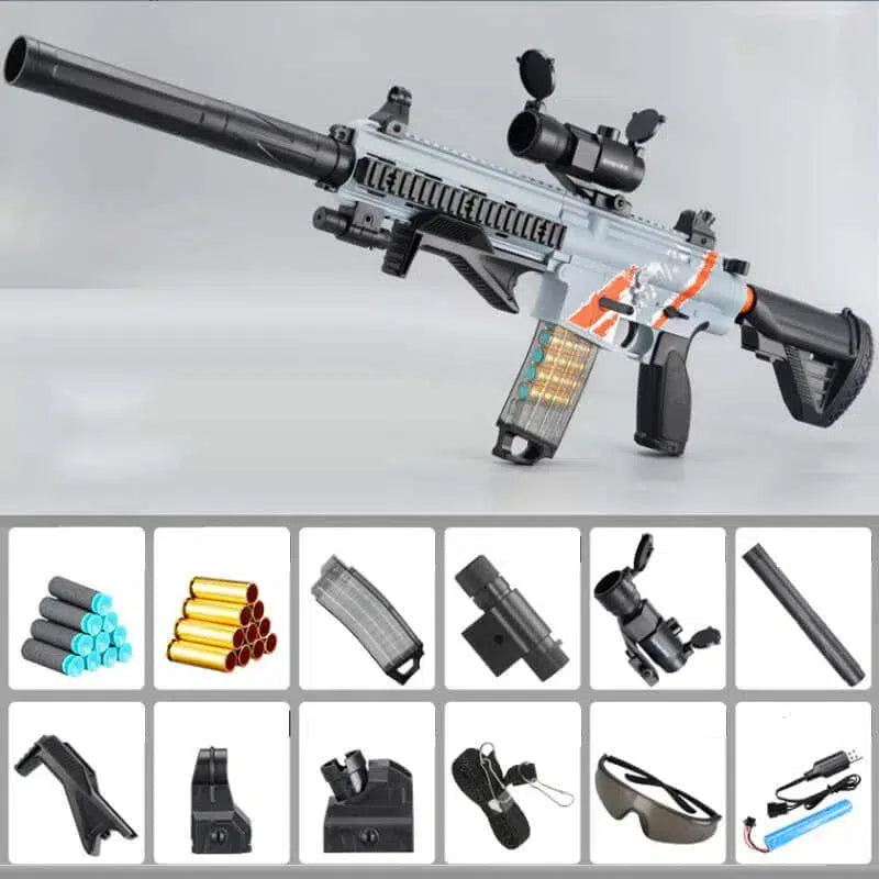 Lehui M416 AK74u Shell Ejecting Drum Foam Dart Blaster-m416gelblaster-blue with stick mag-m416gelblaster