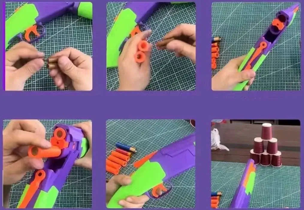 3D Print S686 Double Barrel Shell Ejecting Blaster Carrot Gun-m416gelblaster-m416gelblaster