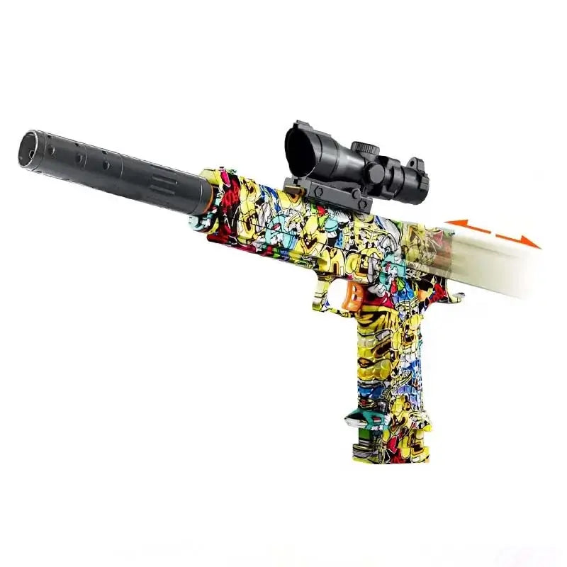 Combat Master 2011 Electric Hopper-Fed Gel Ball Blaster-m416gelblaster-graffiti yellow-P320GelBlaster