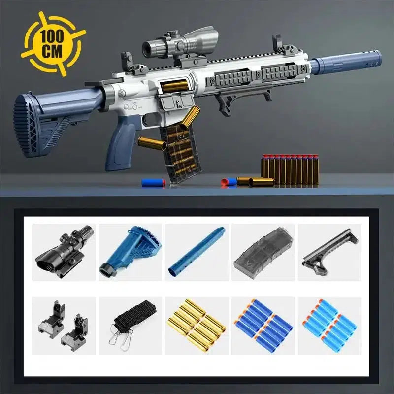 Manual/Electric Shell Ejecting M416 Toy Gun Foam Blaster-m416gelblaster-manual white 100cm-m416gelblaster