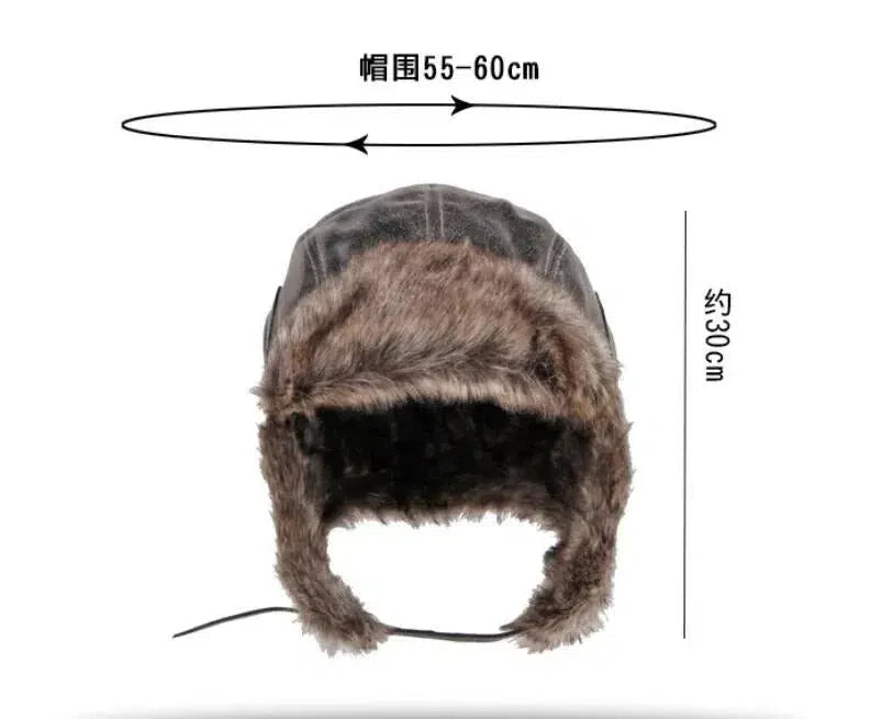 Men Bomber Winter Hats Russian Ushanka Cap with Goggles fleece Women Headgear Faux Leather Fur Snow-clothing-Biu Blaster-Uenel