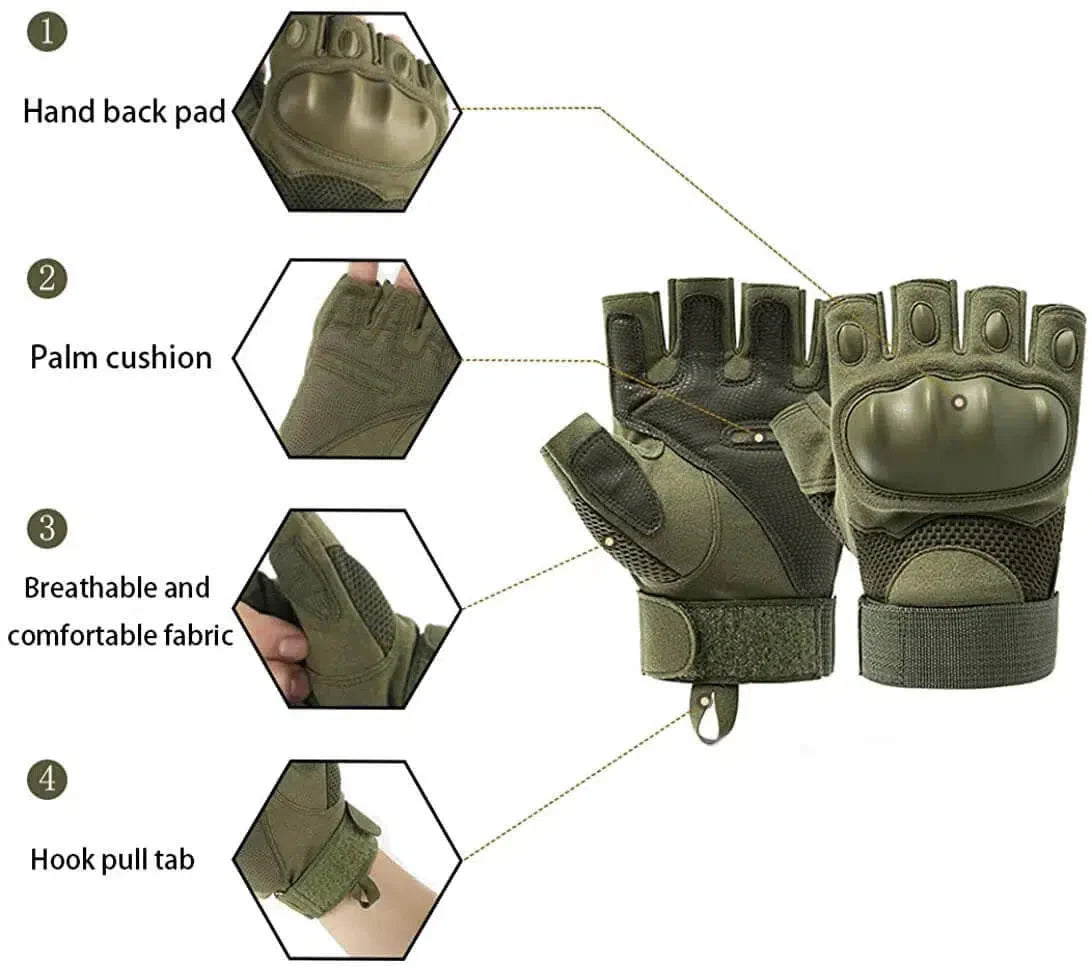 Hard Fingerless Cycling Gloves Training Climbing Outdoor Hunting-clothing-Biu Blaster-Uenel