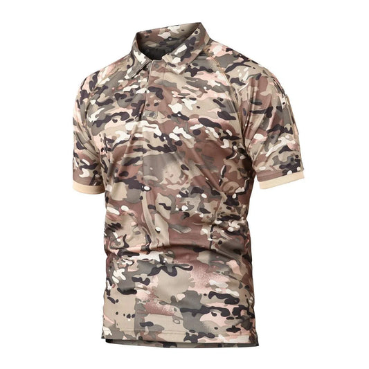 Tactical T-shirt Quick Dry Outdoor Breathable Sports Polo Shirt Lapel Short Sleeve Mountaineering on Foot Combat-Biu Blaster-Yellow- Biu Blaster